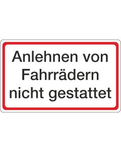 Parkplatzschild Anlehnen von Fahrrädern nicht gestattet