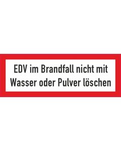 Brandschutzbeschilderung EDV im Brandfall ... nach StVO DIN 4066
