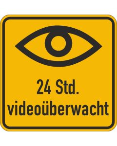 24 Std. Videoüberwacht gelb mit Symbol Auge