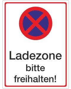 Parkplatzschild Ladezone bitte freihalten