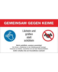 Hygienehinweisschild Gemeinsam gegen Keime