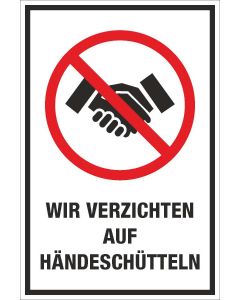 Hygienehinweisschild Auf Händeschütteln verzichten