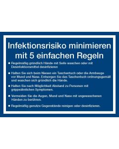 Hygienehinweisschild Infektionsrisiko minimieren