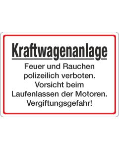 Parkplatzhinweisschild Kraftwagenanlage