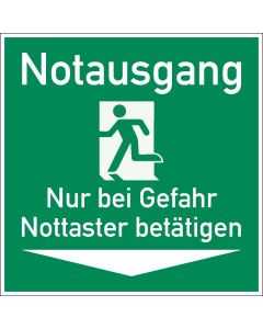 Rettungszeichen Notausgang Nur bei Gefahr