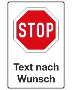Parkplatzschild STOP Text nach Wunsch