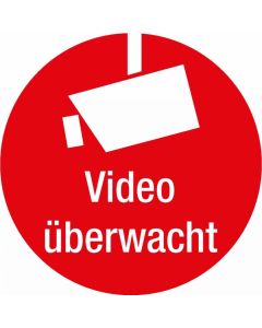 Videoüberwacht rot mit Kamera-Symbol