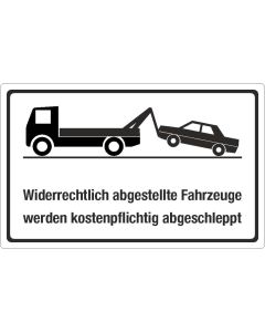 Parkplatzschild widerrechtlich abgestellte Fahrzeuge Ohne Symbol