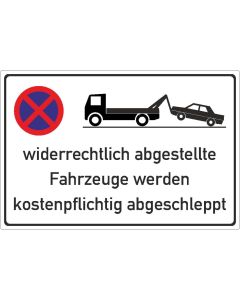 Parkplatzschild widerrechtliche abgestellte Fahrzeuge