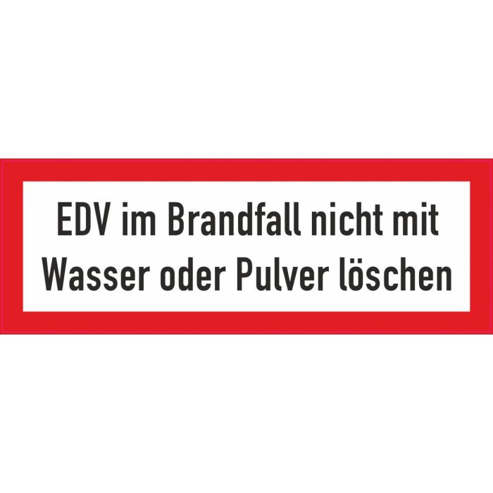 Brandschutzbeschilderung EDV im Brandfall ... nach StVO DIN 4066