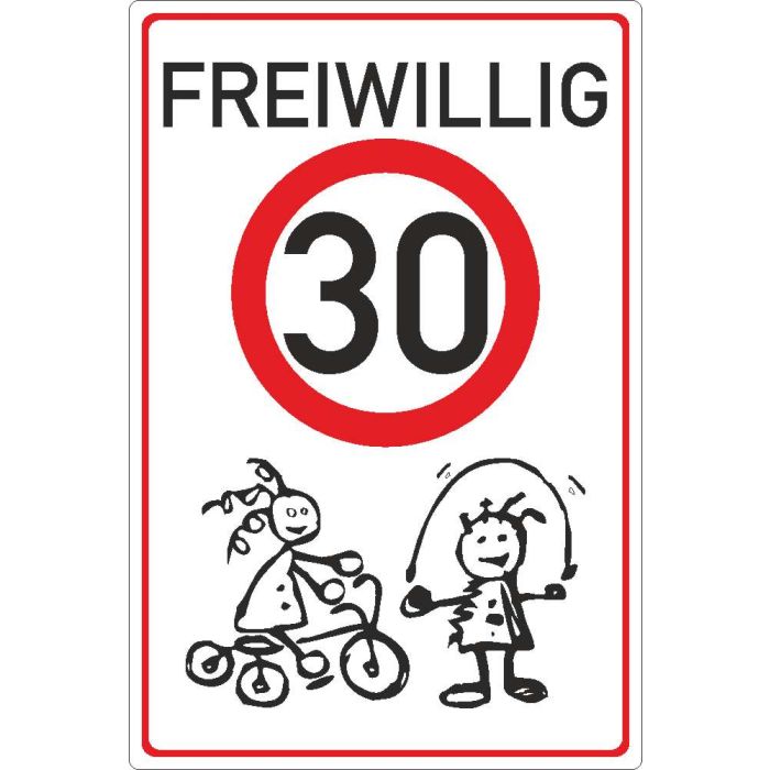 Parkplatzhinweisschild Freiwillig 30 fahren