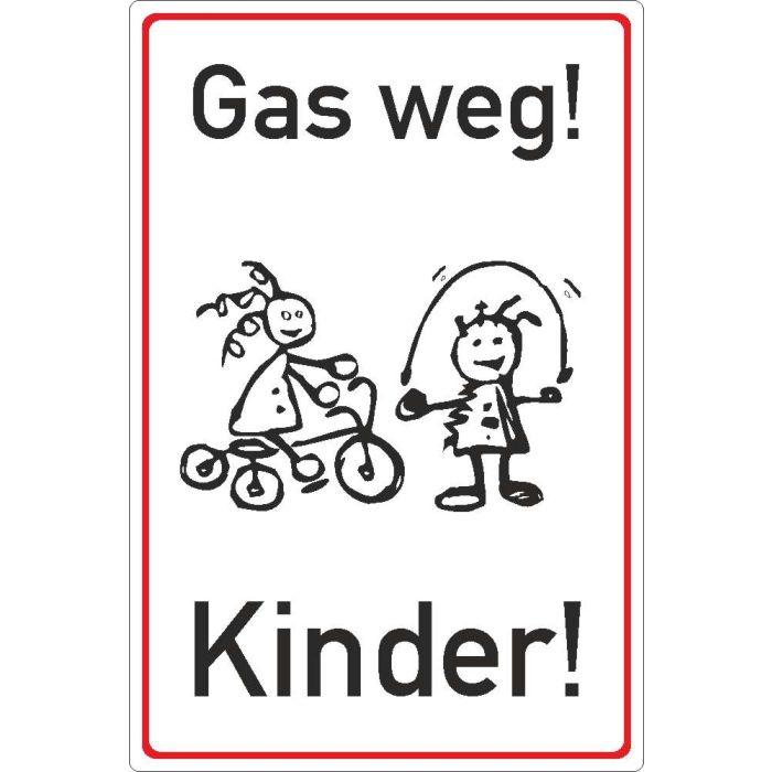 Parkplatzhinweisschild Gas weg! Kinder!