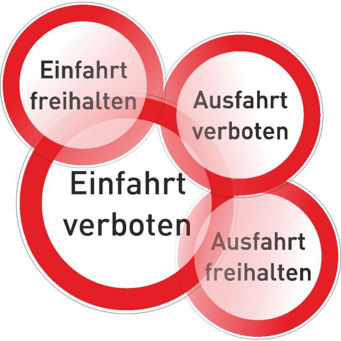 Parkplatzhinweisschild rund diverse Texte