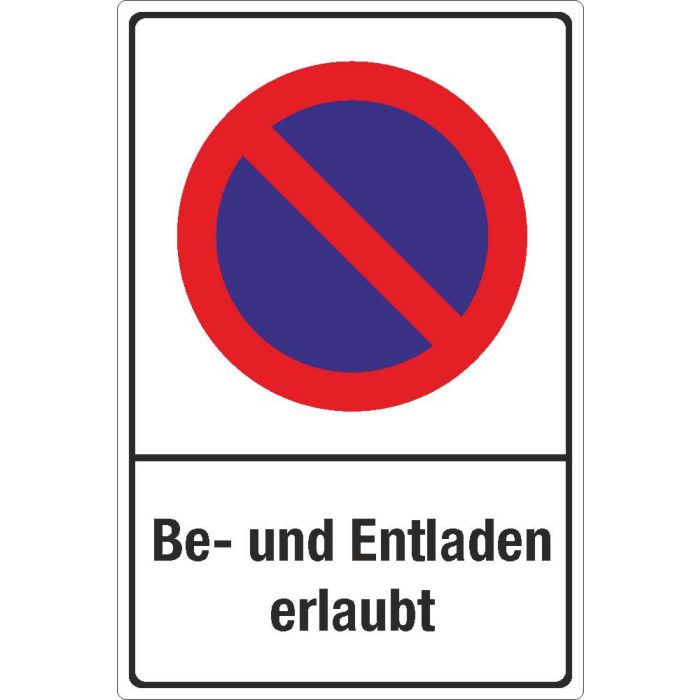 Parkplatzschild Be- und Entladen erlaubt