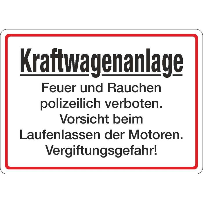 Parkplatzhinweisschild Kraftwagenanlage