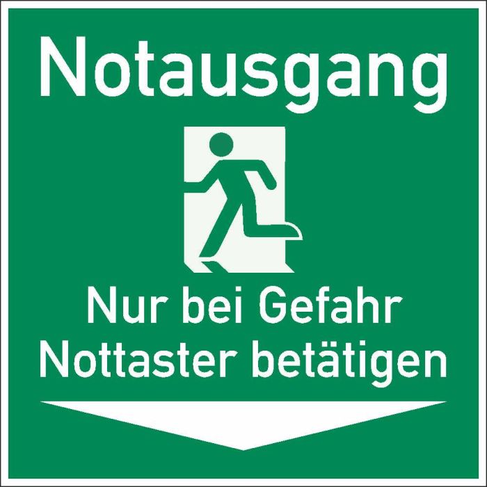 Rettungszeichen Notausgang Nur bei Gefahr