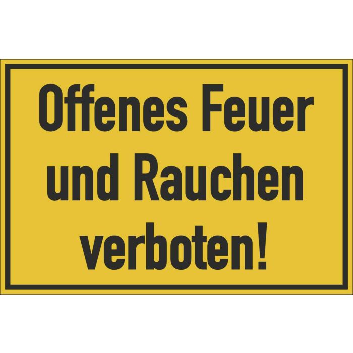 Gebäudebeschilderung Offenes Feuer und Rauchen verboten