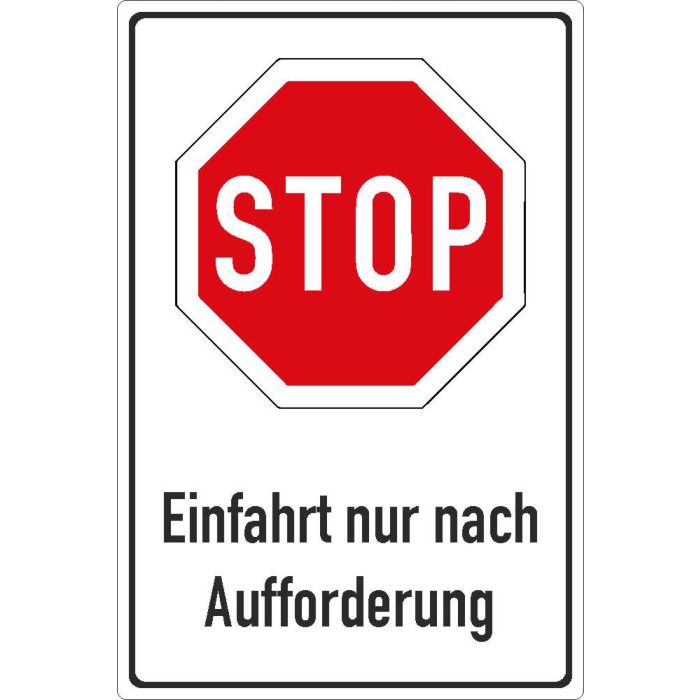 Parkplatzschild STOP Einfahrt nur nach Aufforderung