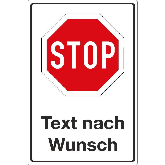 Parkplatzschild STOP Text nach Wunsch