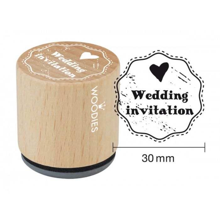 Woodies Rubber Stamp - Wedding Invitation (Heart)