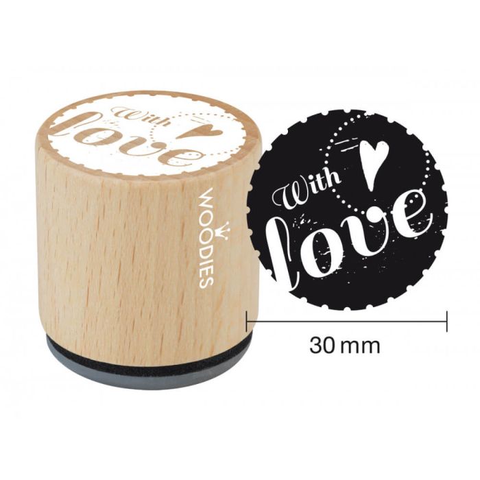 Woodies Rubber Stamp - With Love (heart)