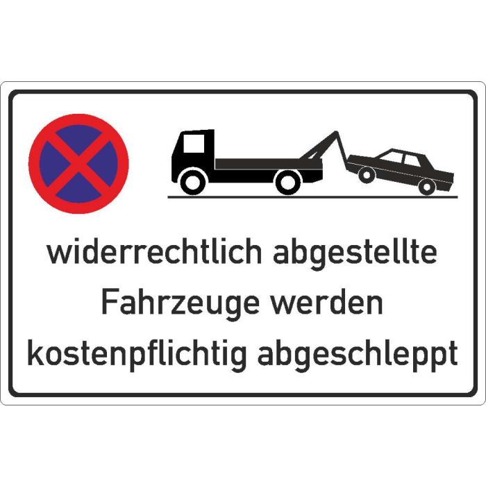 Parkplatzschild widerrechtliche abgestellte Fahrzeuge